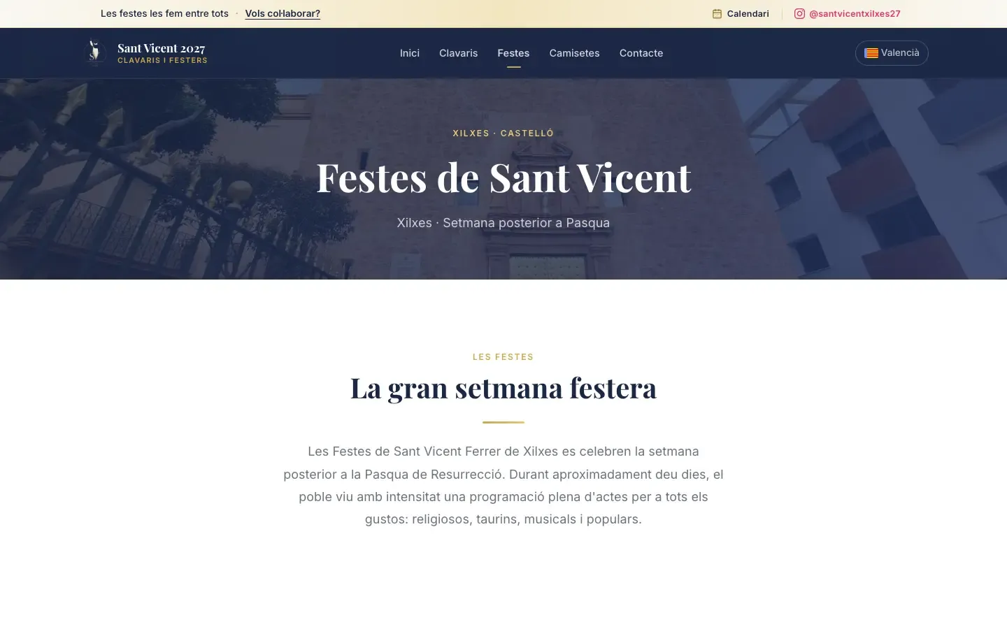 La página de las fiestas, con la semana festera explicada en valencià