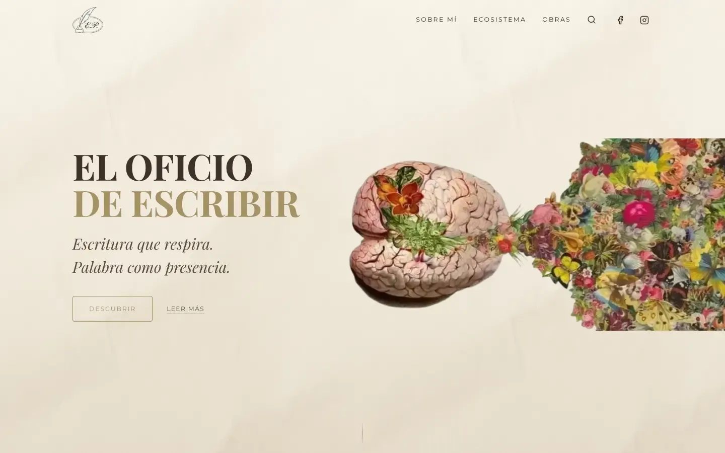 La portada de elenapiles.com, «El oficio de escribir»